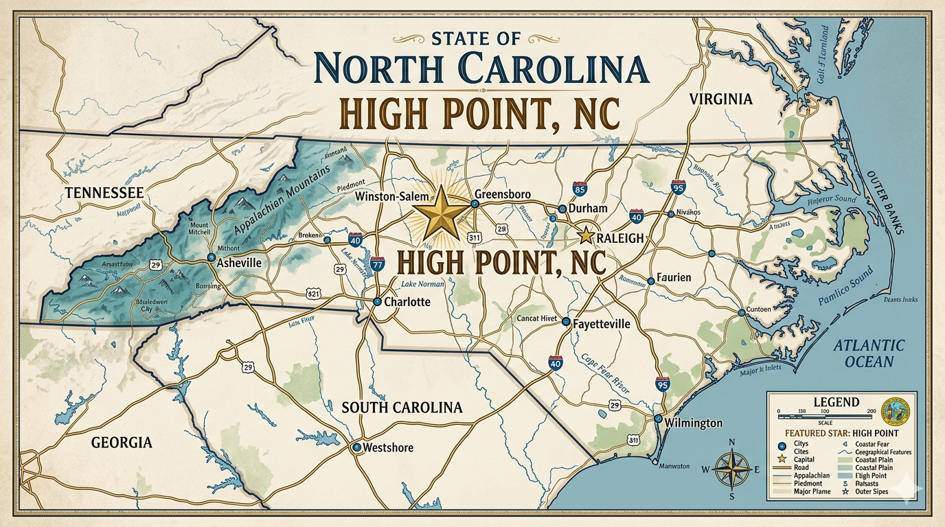 Service area map — High Point, NC and surrounding cities